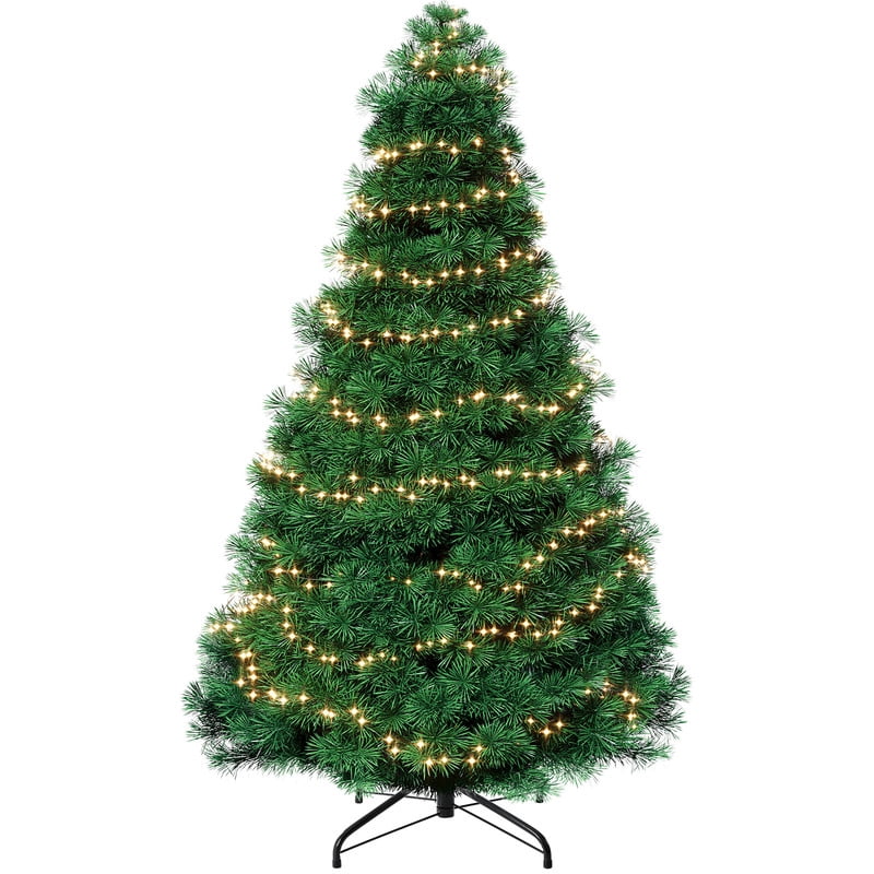Gianna 4.5ft Pre-lit Artificial Christmas Tree, Prelighted Green Artificial Hinged Spruce Xmas Tree with 347 Branch Tips, 120 Incandescent Lights & Foldable Base for Home, Office, Party