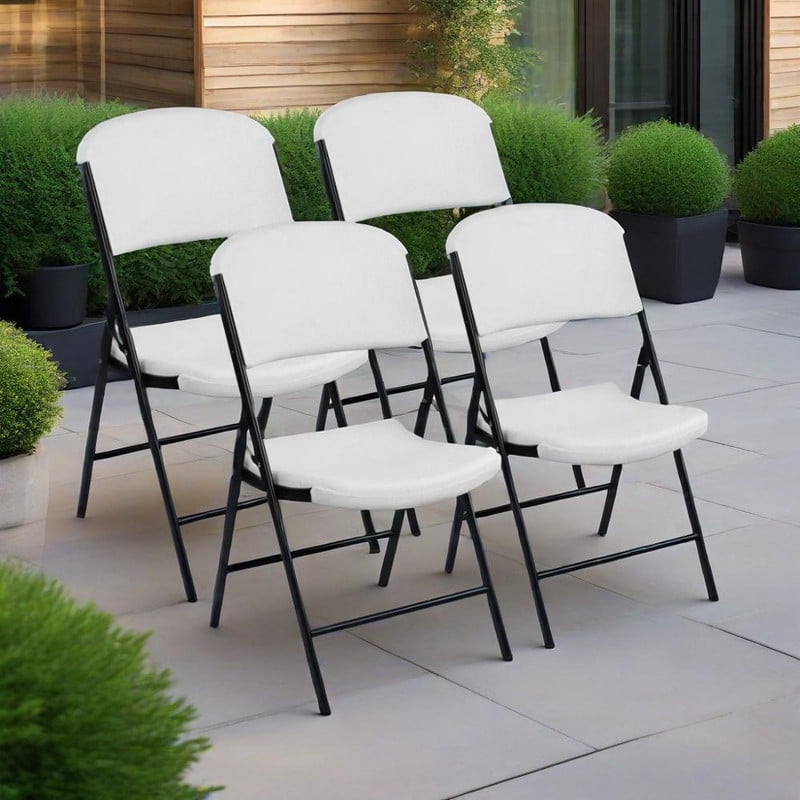 Gianna 4 Pack Folding Chair, Heavy Duty Plastic Chair with 500-Pound Capacity for Kitchen Wedding Party