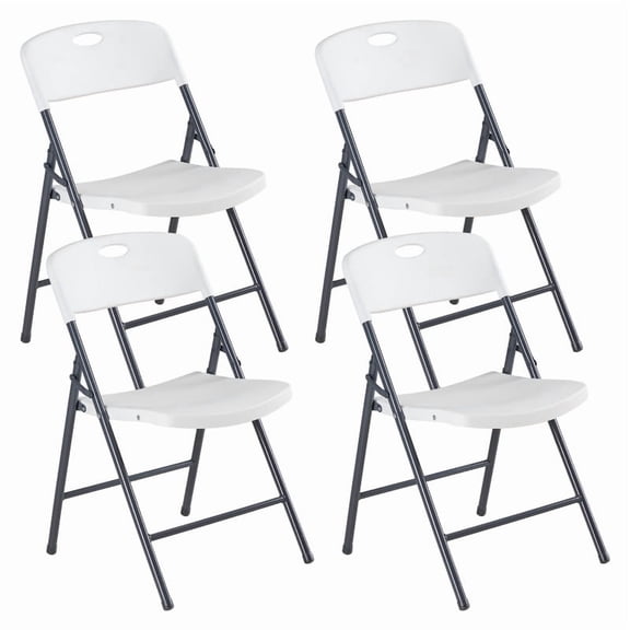 Gianna 4 Pack Plastic Folding Chairs Stackable Patio Garden Office Wedding Party Event Chairs, White