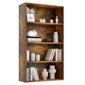 Gianna 4-Tier Bookshelves with Adjustable Shelves, Floor Standing Bookcase for Home & Office Storage, Rustic Brown