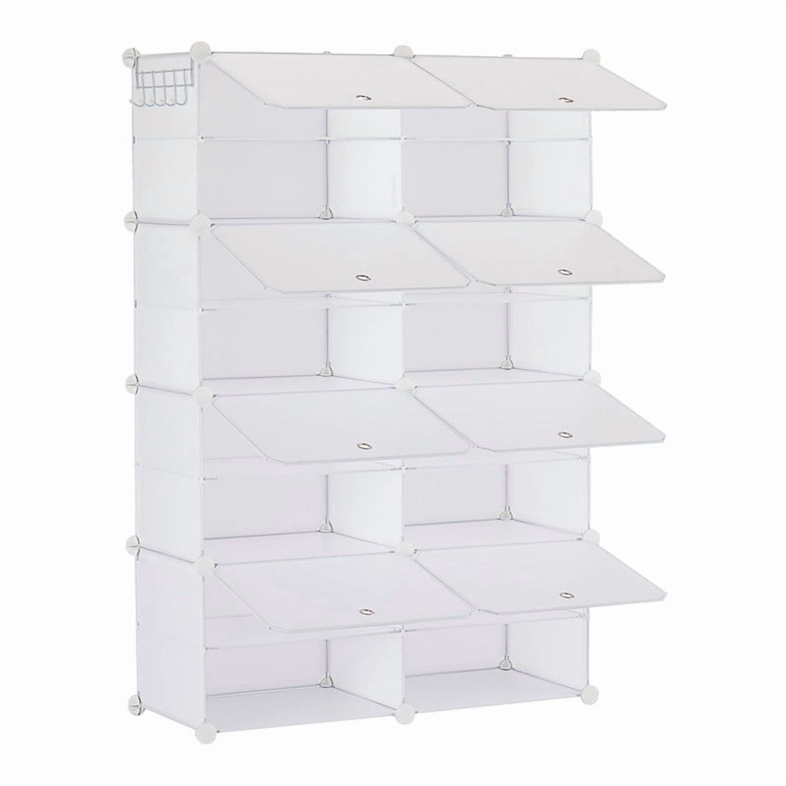 Gianna 4-Tier Shoe Rack with Side Hooks, 32-Pair Capacity Sturdy