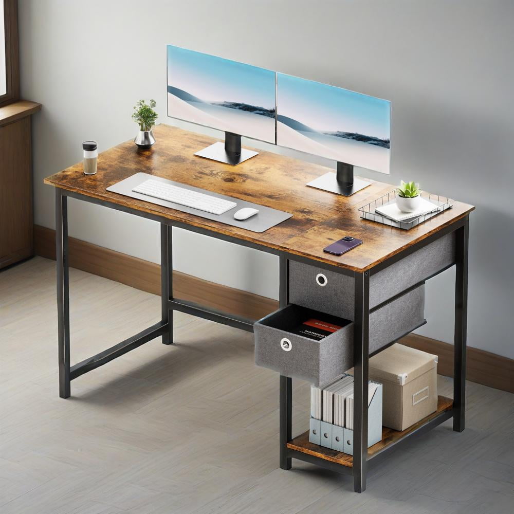 Gianna 40-Inch Laptop Desk with Storage, Home Office Computer Desk ...