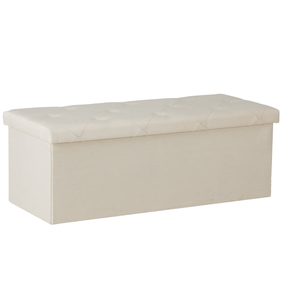 Gianna 43 Inches Folding Storage Ottoman Bench, Storage Chest, Foot Rest Stool, Bedroom Bench with Storage, Beige