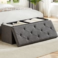 thumbnail image 1 of Gianna 43 Inches Folding Storage Ottoman Bench, Storage Chest, Foot Rest Stool, Bedroom Bench with Storage, Gray, 1 of 8