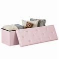 thumbnail image 1 of Gianna 43 Inches Folding Storage Ottoman Bench, Storage Chest, Foot Rest Stool, Bedroom Bench with Storage, Pink, 1 of 7