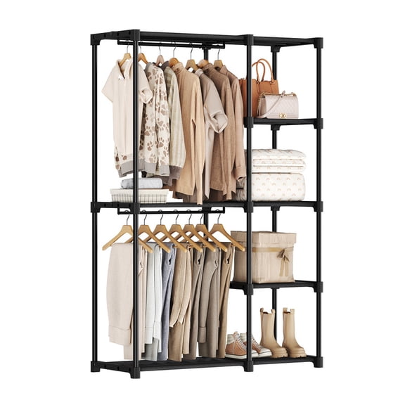 Gianna 44 Inch Hanging Clothes Rack, Portable Freestanding Multi-purpose Storage Rack, Black