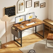 Gianna 47 Computer Desk with Metal Frame, Waterproof Surface and Storage Bag   Perfect for Office Use, Rust Brown