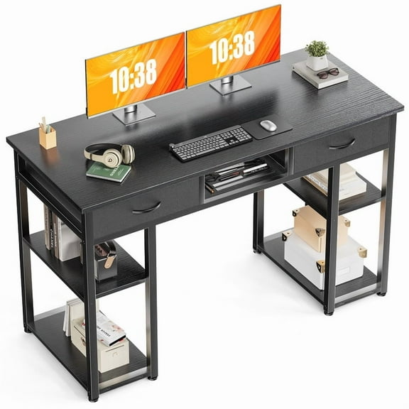 Gianna 48 Inch Desk with 2 Drawers Home Office Computer PC Table,Black