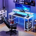 thumbnail image 1 of Gianna 48-Inch Gaming Desk with LED Lights, Power Outlets, Monitor Stand, App-Controlled Features and Headphone Hook, 1 of 5
