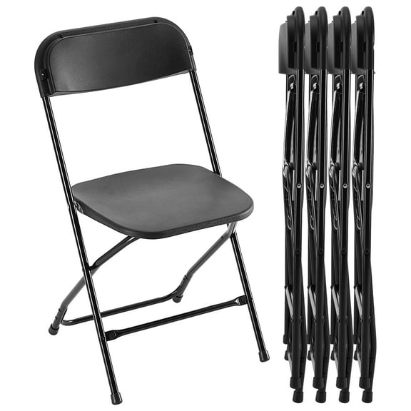 Gianna 4P Folding Chair Indoor Outdoor Portable,Stackable for Picnics and Restaurants,Teens and Adult,Black