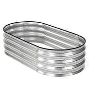 Gianna 4x2x1ft Galvanized Metal Raised Garden Bed,Oval Planter Box Outdoor,Silvery