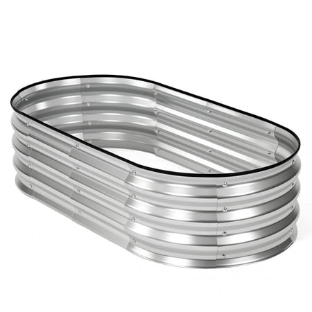 Gianna 4x2x1ft Galvanized Metal Raised Garden Bed,Oval Planter Box Outdoor,Silvery