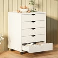 thumbnail image 1 of JIOABL 5 Drawer Storage Cabinet with Wheels for Bedroom, Home, Office Organization, White, 1 of 6