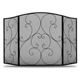 thumbnail image 1 of Gianna 51" Fireplace Screen with Hinged Doors, 3 Panel Spark Guard Cover, 30.7" H Wrought Iron Metal Safety Gate for Fireplace and Living Room, Black, 1 of 6