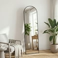 thumbnail image 1 of Gianna 56"x15" Arched High-Quality Full Length Mirror, Aluminum Alloy Frame Ensures Stability, Standing Design for Bedroom, Black, 1 of 5