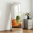 thumbnail image 1 of Gianna 56"x21" High-Quality Full Length Mirror, Aluminum Alloy Frame Ensures Stability, Standing Design for Bedroom, Gold, 1 of 5