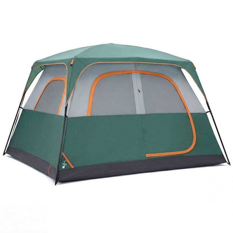Gianna 6 Person Waterproof & Windproof Family Camping Tent with Large Interior, Easy Setup Cabin Tent with Mesh Windows & Skylights, Portable Outdoor Tent for Camping, Green