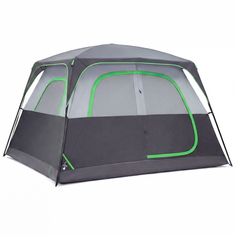 Gianna 6 Person Waterproof & Windproof Family Camping Tent with Large Interior, Easy Setup Cabin Tent with Mesh Windows & Skylights, Portable Outdoor Tent for Camping, Gray