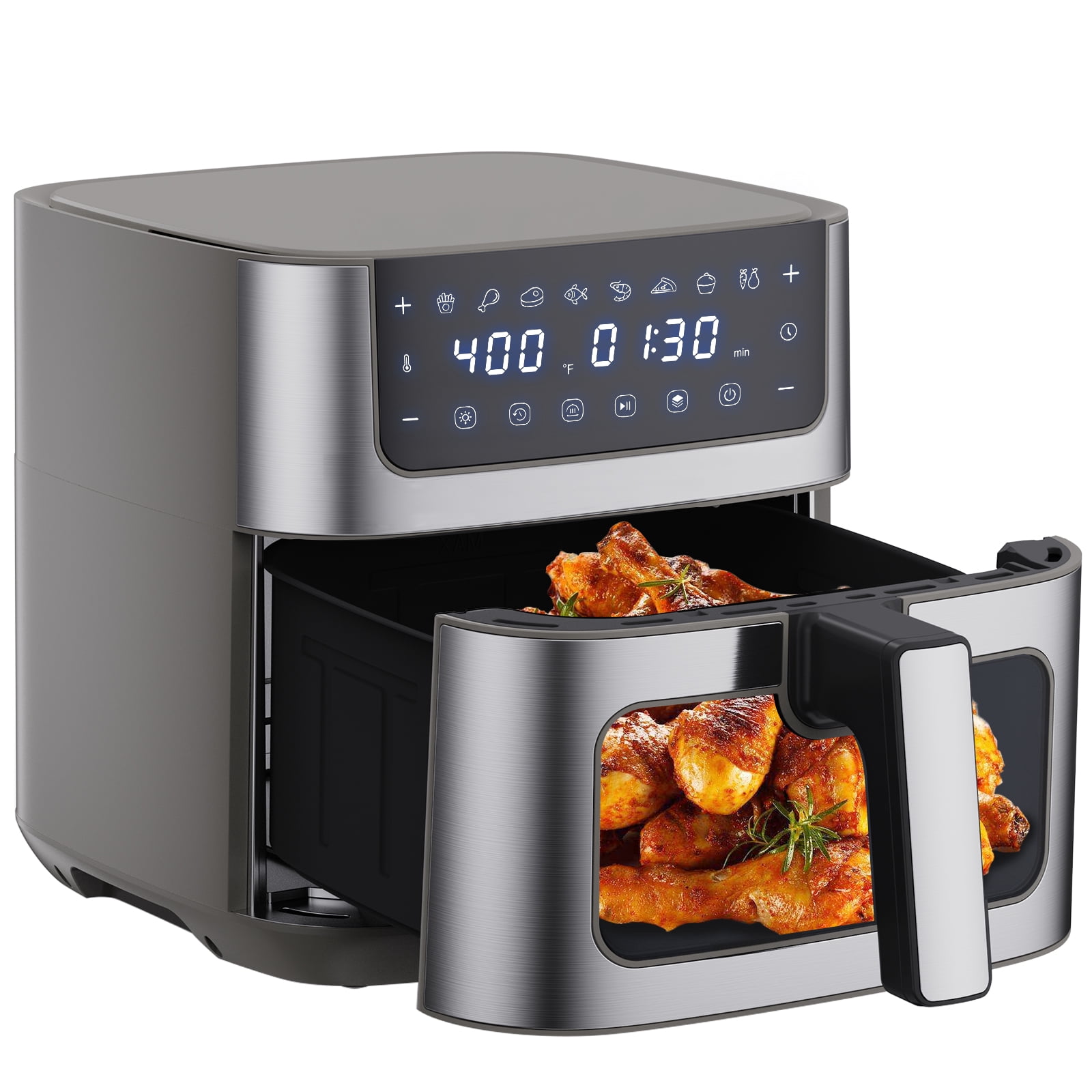 Gianna 6 Quart Air Fryer, 9-in-1 Functions, Ceramic Coating, 90°–450°F, Gray