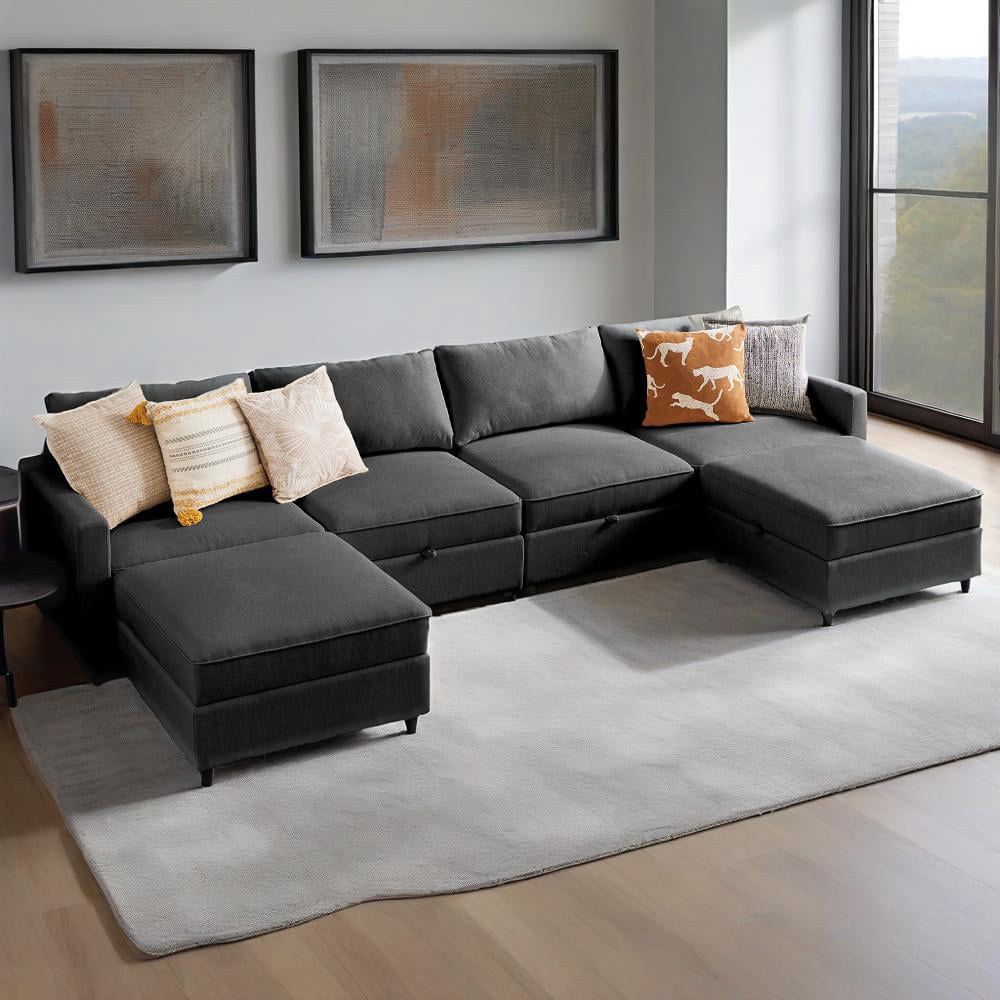 Gianna 6-Seat Modular Sectional Sofa: L-Shaped Design with Luxurious Comfort and Hidden Storage for Your Living Room