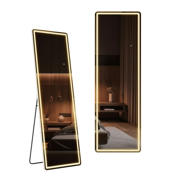Gianna 60"x16" LED Full- Length Mirror with Aluminum Frame Polished Glass for Outdoor Bedroom Living Room