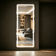 CONCETTA 60"x16" LED Full Length Mirror with Aluminum Frame and Polished Glass for Bedroom, 3 Color Lighting