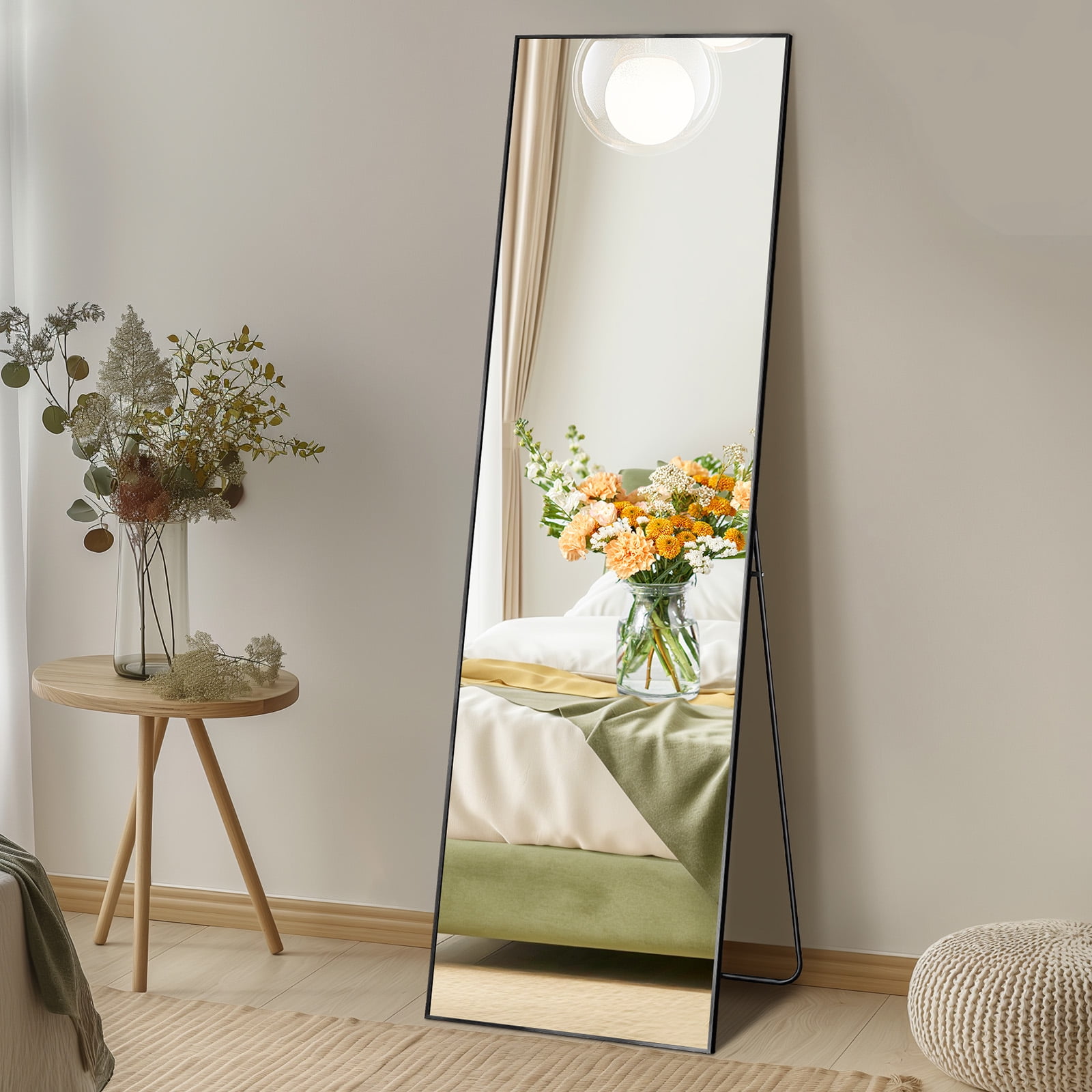 Gianna 64"x21" Full-Length Mirror with Aluminum Alloy Frame, Standing Design for Bedroom, Black
