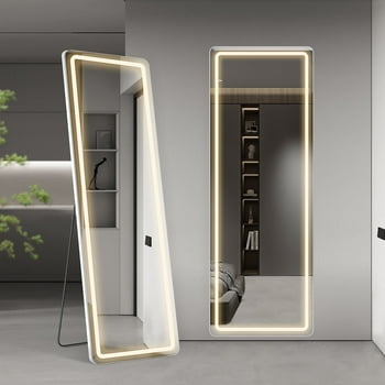 CONCETTA 64"x21" Rectangle LED Full Length Mirror, Full Body Standing Floor Mirror, 3 Color Modes for Bedroom, Cloakroom