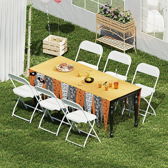 JOINSUN 6P Folding Chair Indoor Outdoor Portable,Stackable for Picnics and Restaurants,Teens and Adult,White