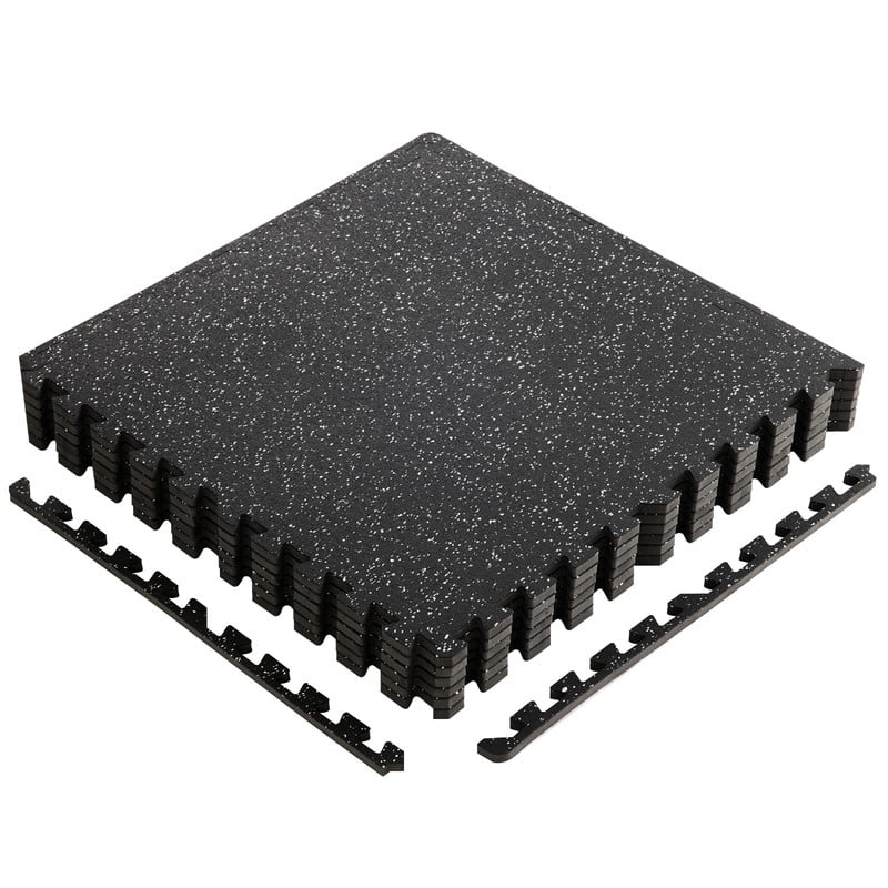 Gianna 6Pcs 1/2"Thick Gym Flooring Mats，Exercise Yoga Mat，Black-1