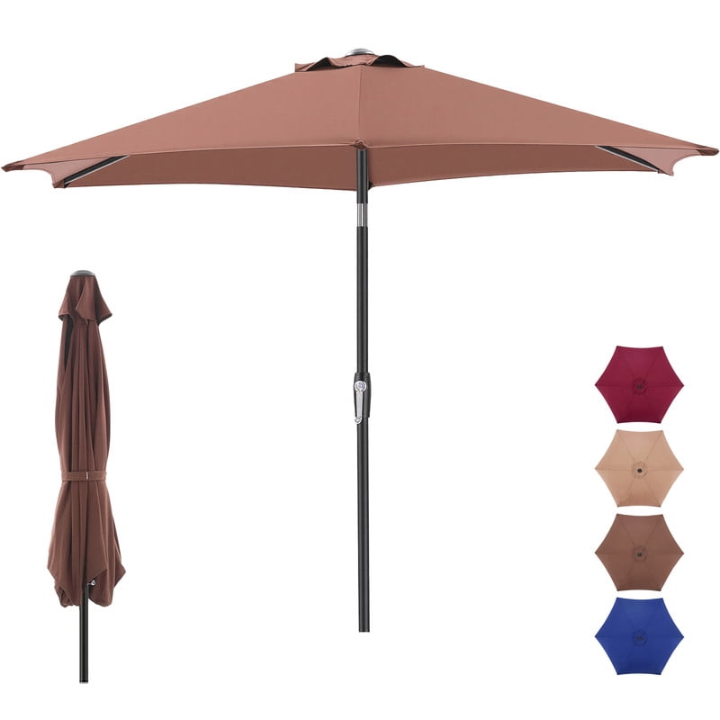 Gianna 7.5ft Patio Umbrella with Tilt & Crank System, Waterproof Fabric, 8-Rib Design