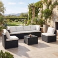 thumbnail image 1 of Gianna 7 Piece Outdoor Patio Sectional Sofa, Modular Wicker Furniture Set with 2.8" Thick Cushions, Adjustable Feet, All-Weather Rattan Outdoor Couch for Backyard, Poolside, Black, 1 of 6
