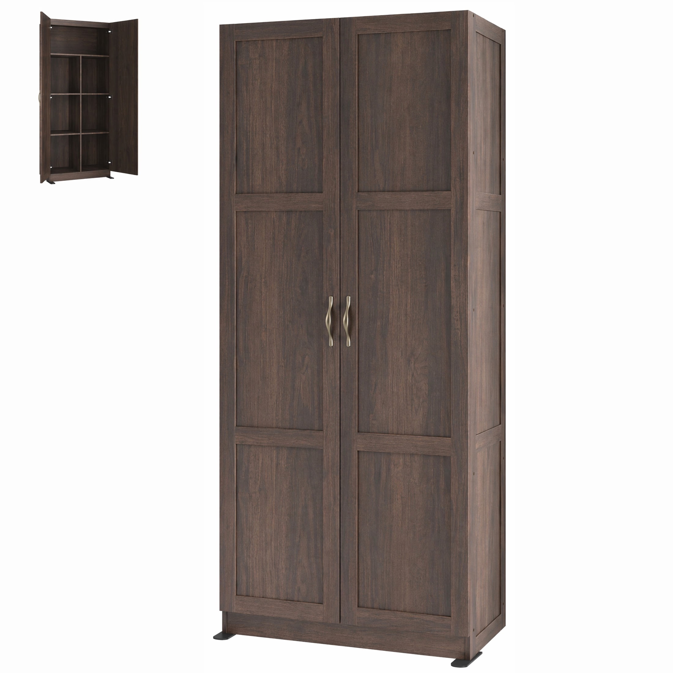 Gianna 71 inch Wooden Storage Cabinet, Freestanding Cupboard, 4