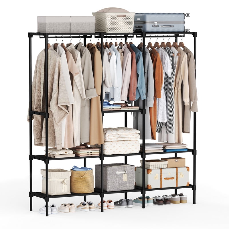 Gianna 72 Inch Hanging Clothes Rack, Portable Freestanding Multi-purpose Storage Rack, Black