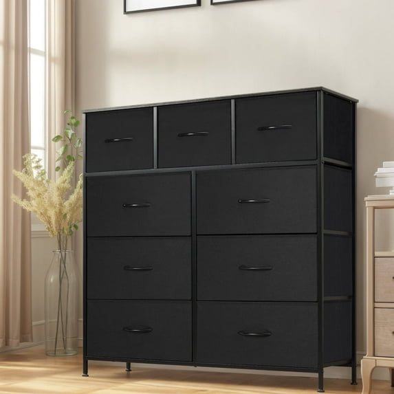 CONCETTA 9-Drawer Fabric Dresser, Perfect for Home, Office & Entryway, Black