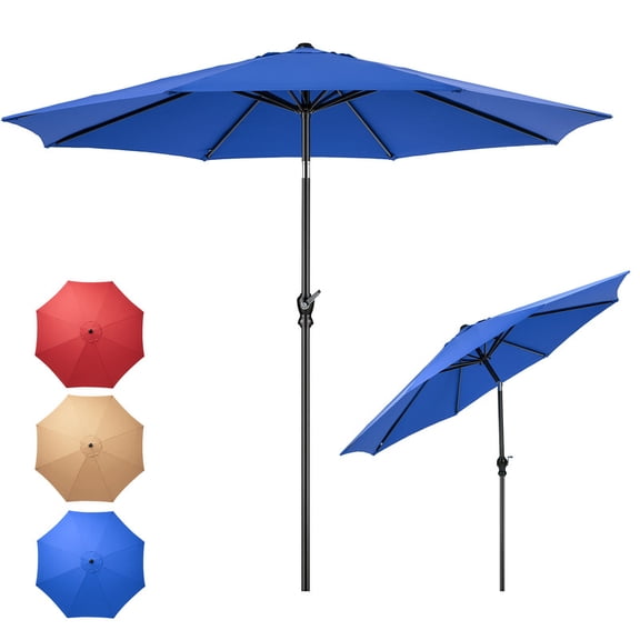 Gianna 9FT Outdoor Patio Umbrella Outdoor Table Umbrella with Push Button Tilt and Crank, Market Umbrella 8 Sturdy Ribs UV Protection Waterproof for Garden,Blue-New