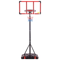 Gianna Adjustable Kids Basketball Hoop, 5.09–8.53ft Portable Outdoor Goal with PC Backboard and Stable Base, Red
