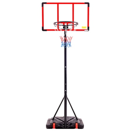 Gianna Adjustable Kids Basketball Hoop, 5.09–8.53ft Portable Outdoor Goal with PC Backboard and Stable Base, Red