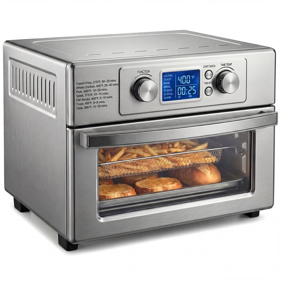 Gianna Air Fryer Toaster Oven Combo, 16.9QT Oven Countertop 5 Functions in 1, 4 Accessories Included, Stainless, Up to 450°F