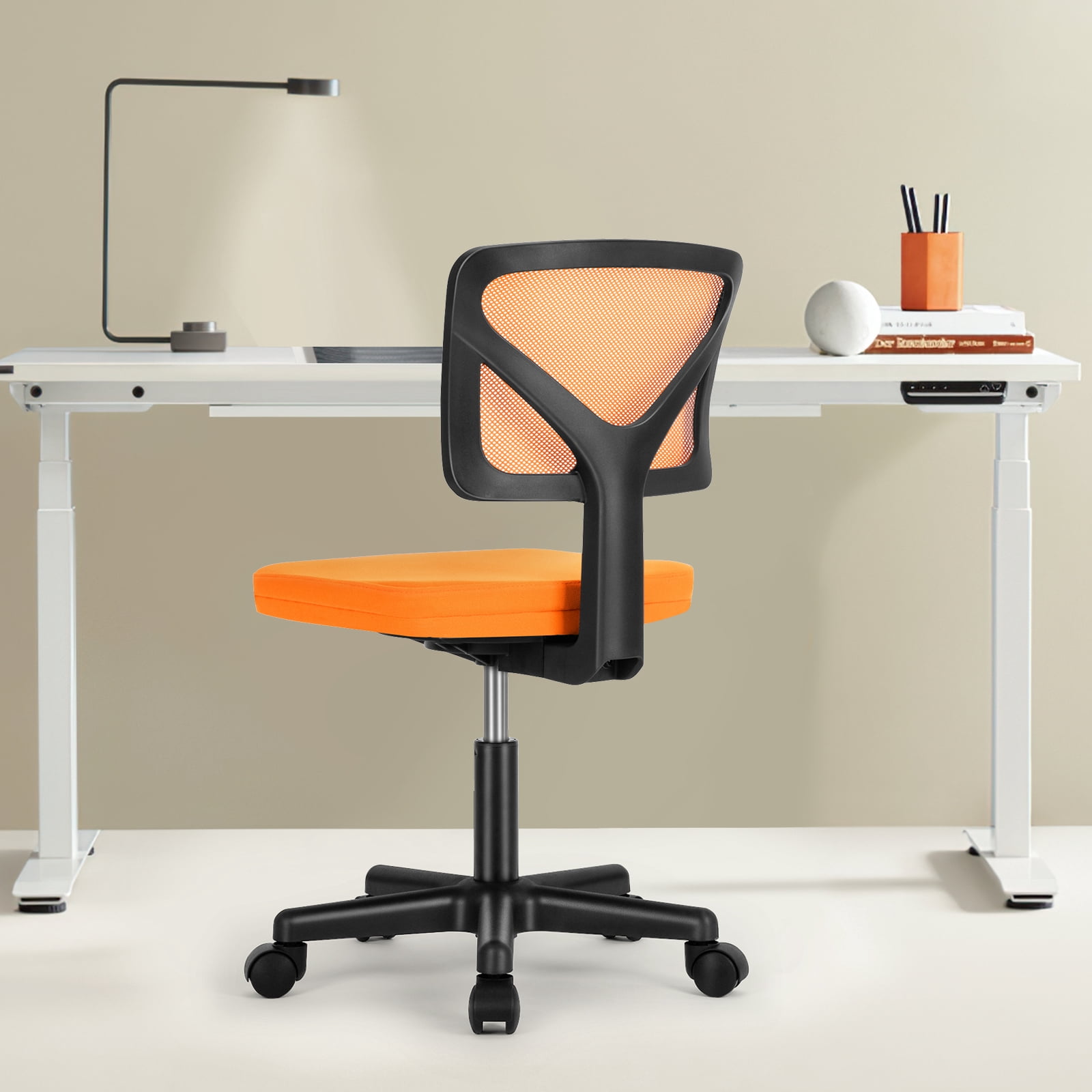 Gianna Armless Desk Chair, Home Office Rolling Adjustable Ergonomic Chairs with Low Back