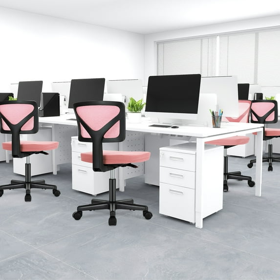 Gianna Armless Desk Chair, Low Back Adjustable Rolling Chairs with Wheels for Home Office Study
