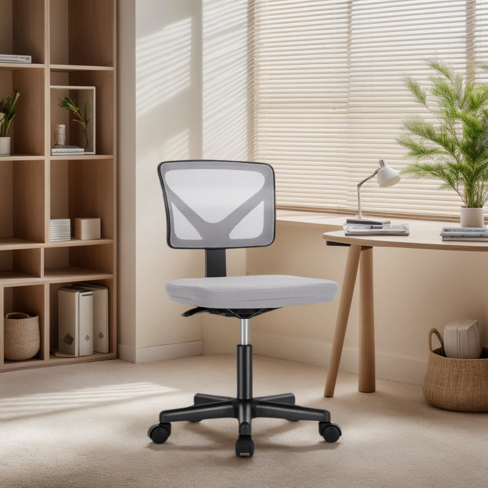 Gianna Armless Desk Chair with Low Back Adjustable Ergonomic Rolling for Home Office Study