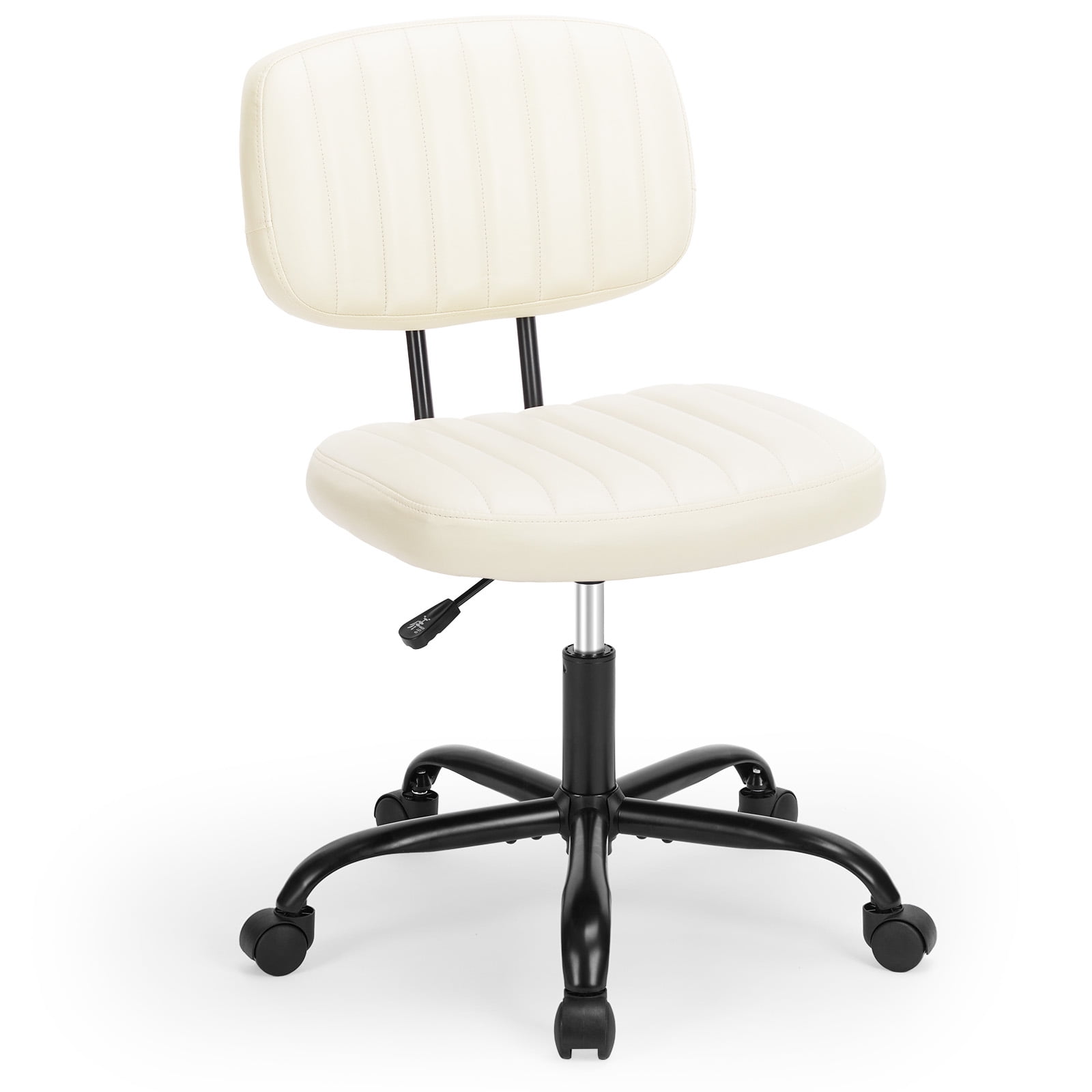 Gianna Armless Office Desk Chair with Adjustable Height, 360°Swivel, and Computer Chair with Lumbar Support, White