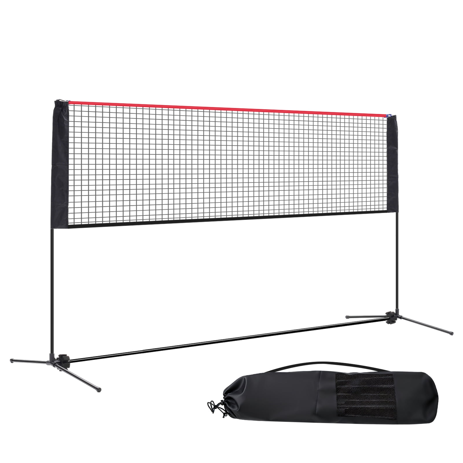 Gianna Badminton & Small Pickleball Net, Adjustable 33.5-60.2in Height, 14ft Widths, Foldable with Carry Bag for Indoor/Outdoor Games, Red-Black