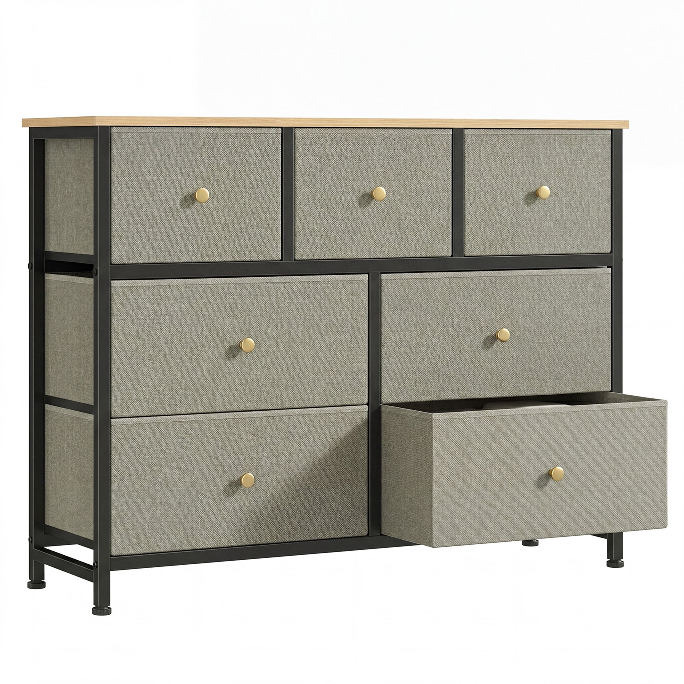 Gianna Chest of Drawers with 7 Fabric Drawers, Drawer Cabinet