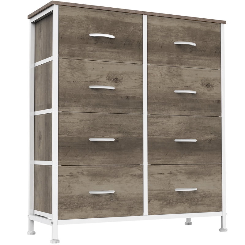 Gianna Chest of Drawers with 8 Fabric Drawers, Drawer Cabinet, Organization Furniture for Kitchen, Office, Hallway, Oak