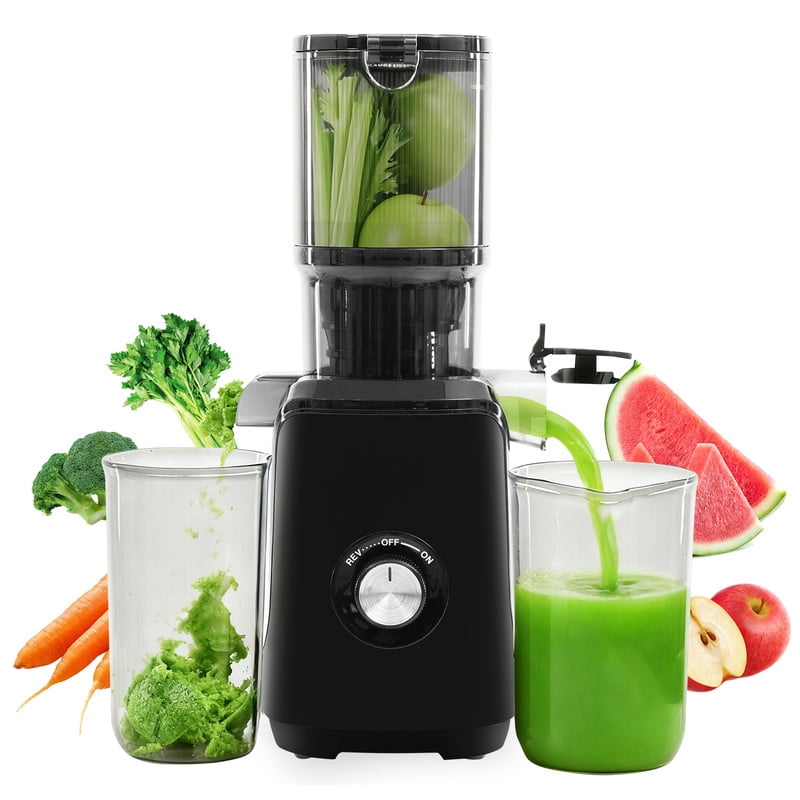 Gianna Cold Press Juicer, Masticating Juicer Machines with Wide Feed Chute, High Juice Yield and Easy to Clean for Whole Vegetables & Fruits, Black