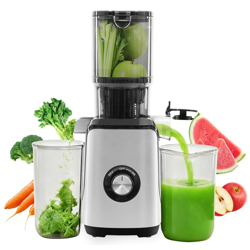 Gianna Cold Press Juicer, Masticating Juicer Machines with Wide Feed Chute, High Juice Yield and Easy to Clean for Whole Vegetables & Fruits, Silver
