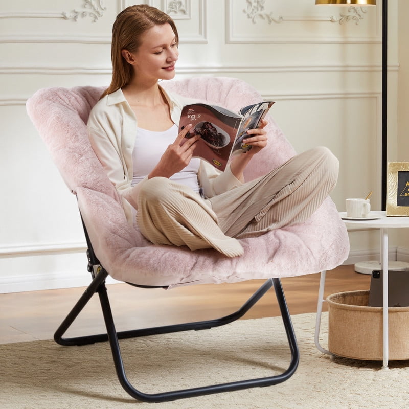 Gianna Comfy Chair for Adults, Soft Faux Fur Folding Lounge for