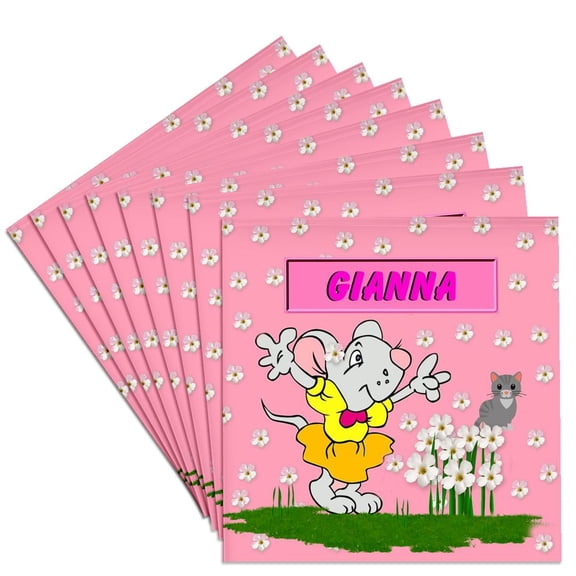 Gianna - Decorative Name Specific Childrens Art, set of 8 Ceramic Tile Coasters